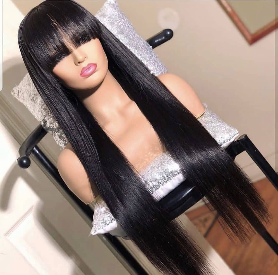 100% Human Hair Wig with Bang