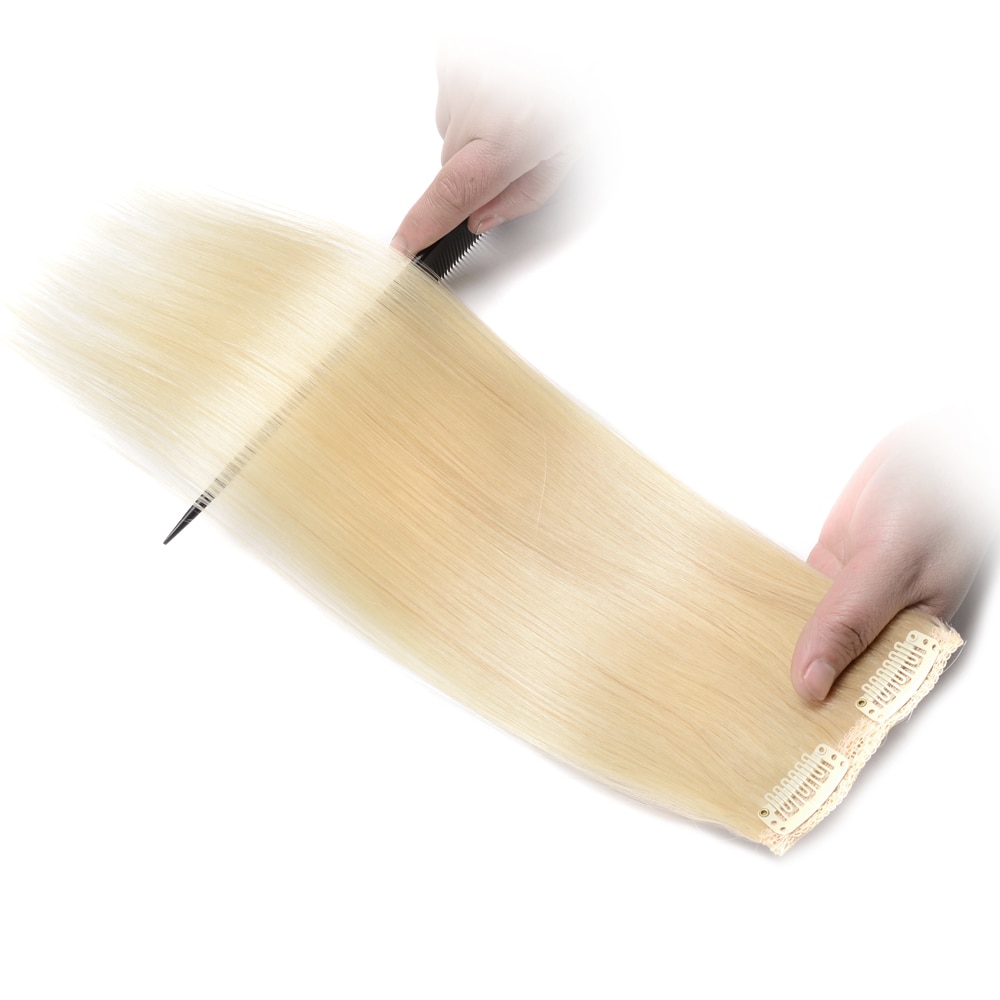 Pre-Colored Straight Clip-In Remy Human Hair Extensions Set